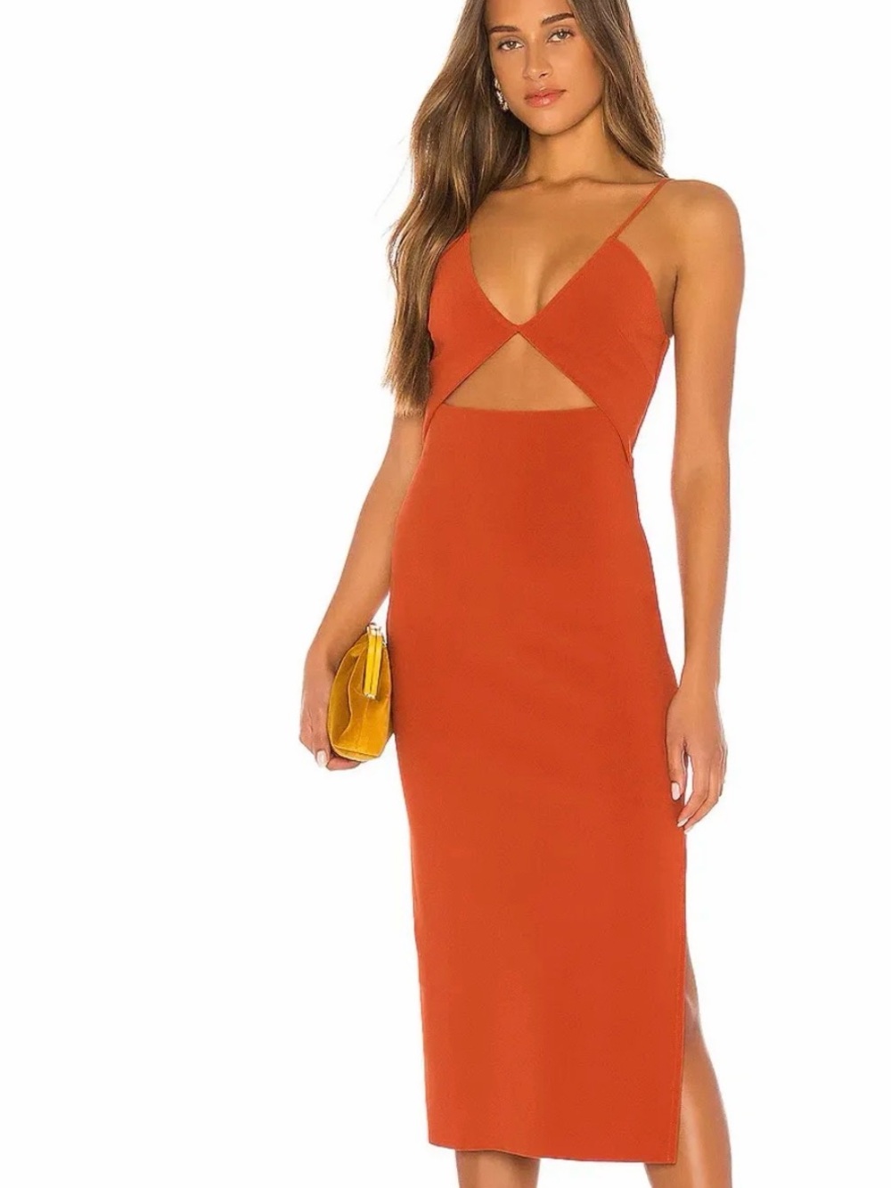 bec + bridge Rust Orange Cutout Midi Dress